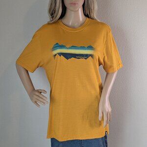 Smartwool T Shirt Unisex Small Orange Graphic Mountain Horizon Merino Wool Tee